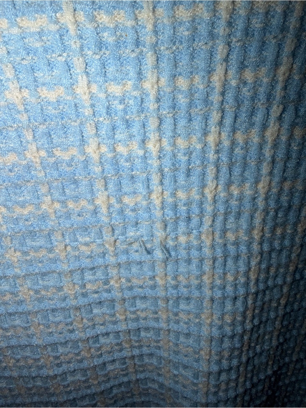 Preppy Light Blue and White Gingham/Tweed Pattern Sweater Blouse Size XS - Picture 5 of 5